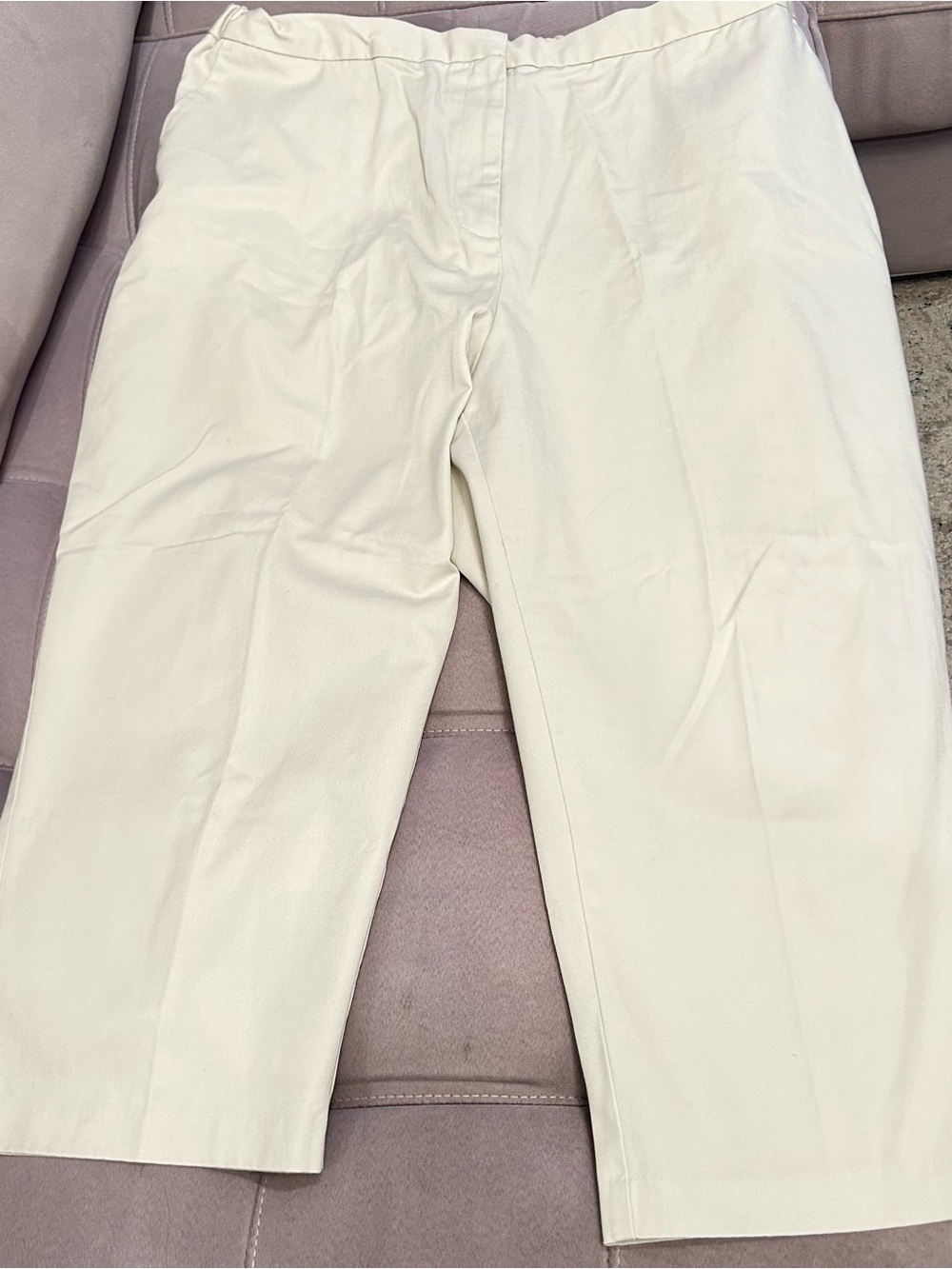 Lands' End Light Tan Women’s Plus Cropped Chinos - Straight Fit